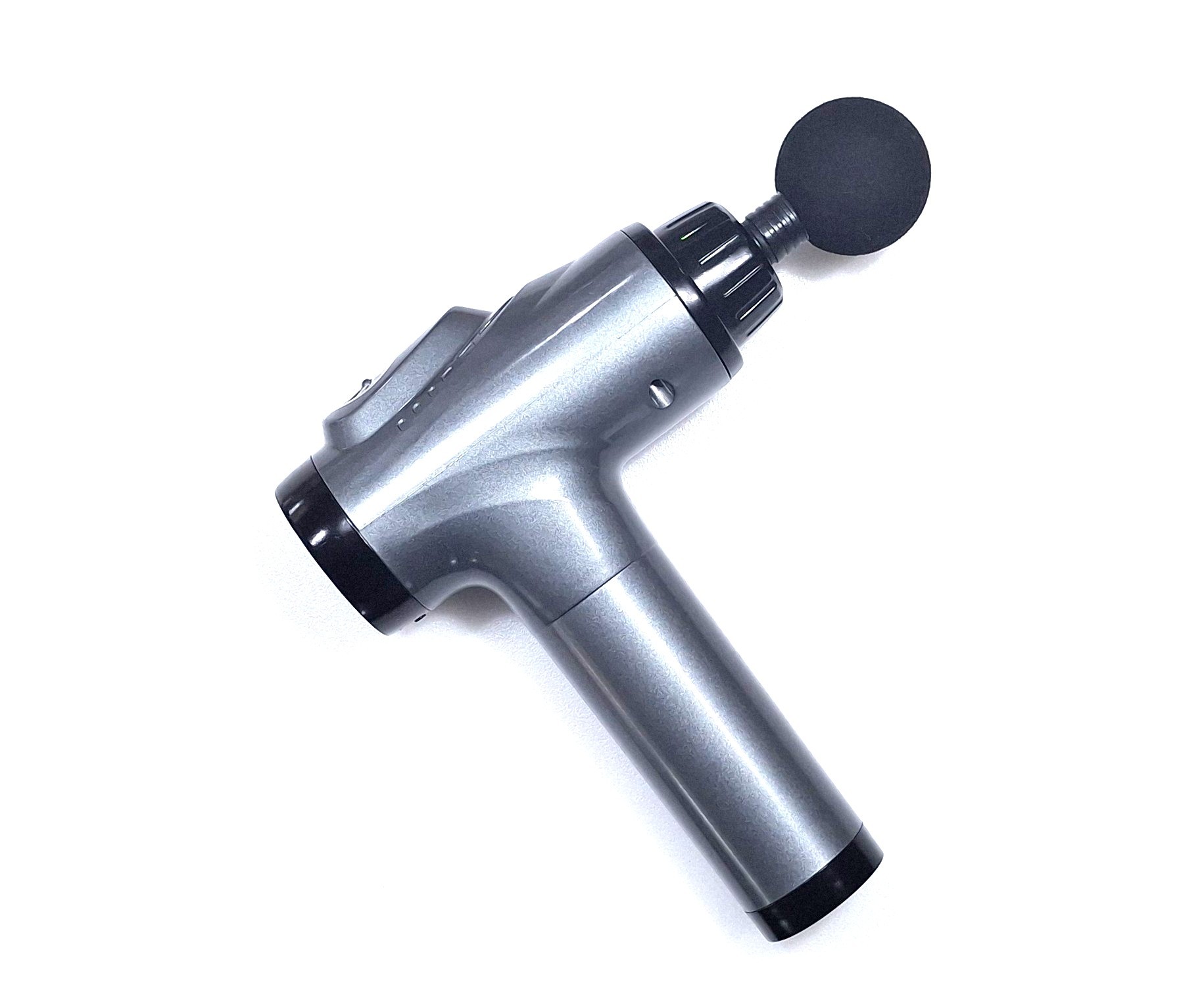 Massage gun used for muscle recovery showing typical handheld design